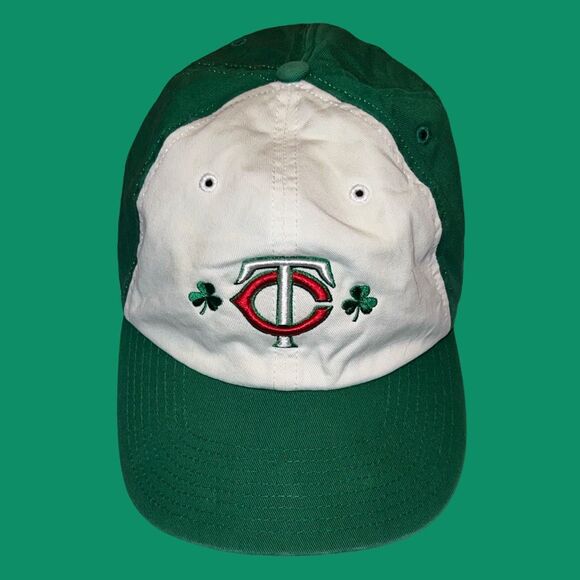 47’ Brand Minnesota Twins Green St Patricks Day Logo Adjustable Baseball Hat - Picture 9 of 10